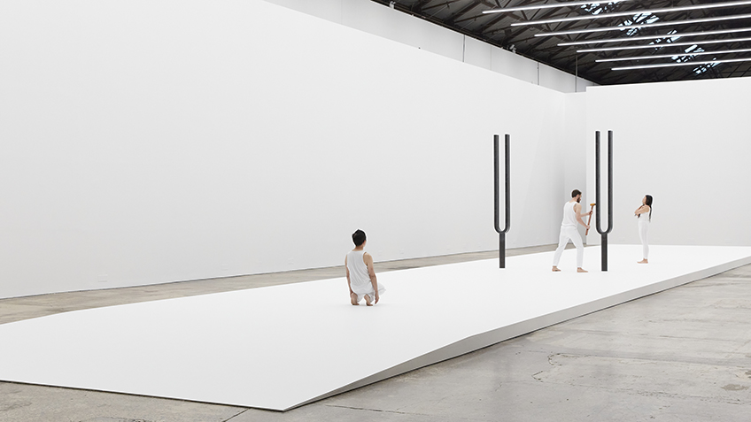 Three performers engage with Mel O'Callaghan's work 'All is Life'.